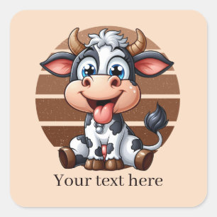 Sticker Carré Cute Pays vache ajouter du texte