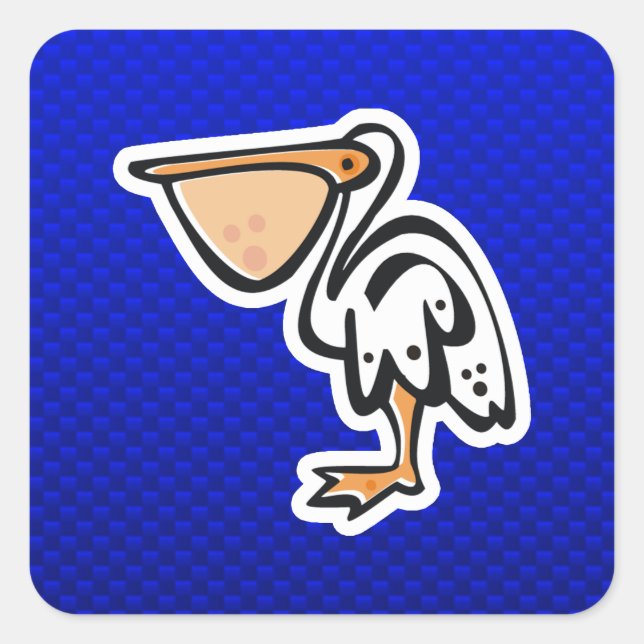 Sticker Carré Cute Pélican ; Bleu (Devant)