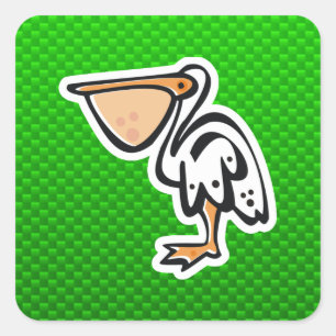 Sticker Carré Cute Pelican ; Vert