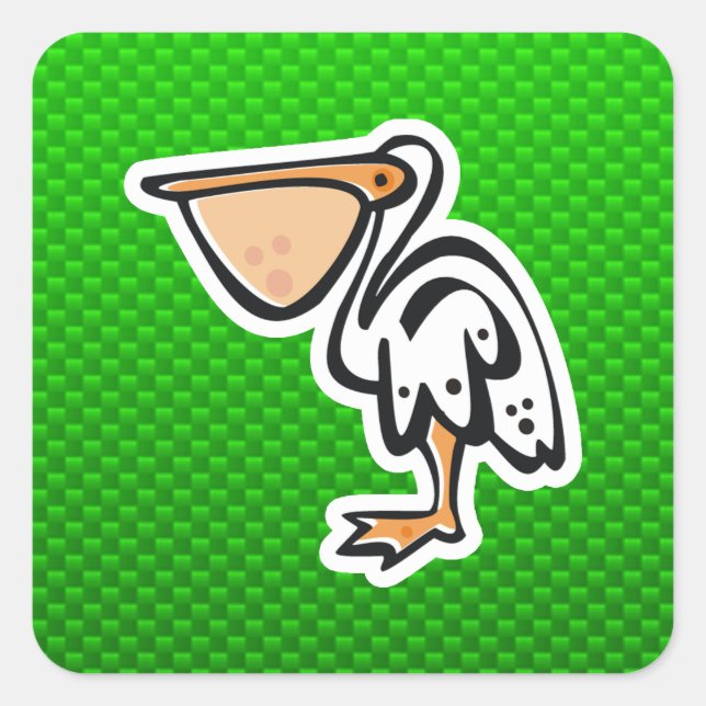 Sticker Carré Cute Pelican ; Vert (Devant)