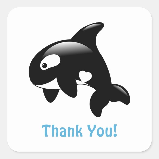 Sticker Carré Cute Petit Merci Orca (Devant)