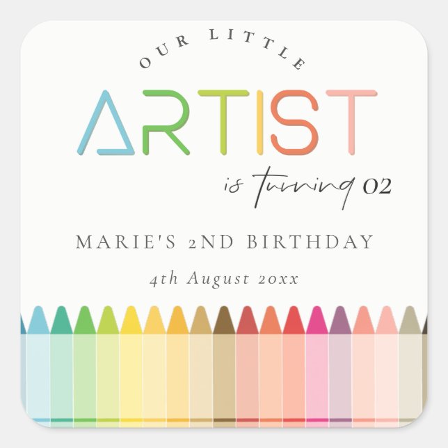 Sticker Carré Cute Petite Artiste Crayon Rainbow N'Importe Quel  (Devant)