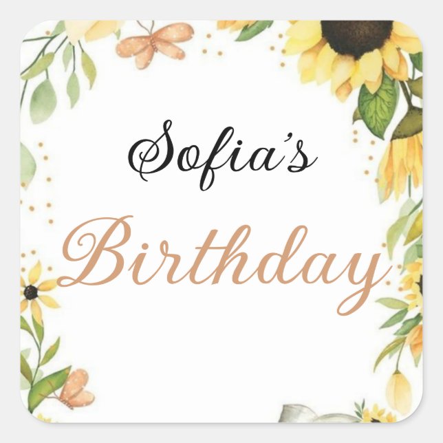 Sticker Carré Cute Pink fairy Coquette primer cumpleaños (Devant)