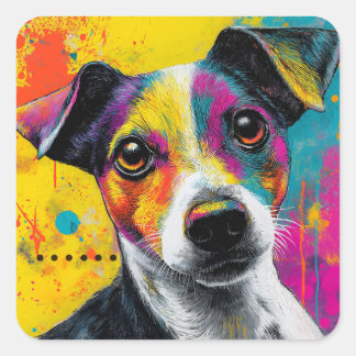 Sticker Carré Cute Puppy Funny Dog Mixed Media Animal Pet