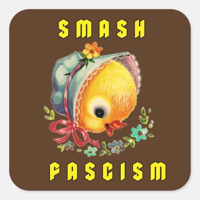 Sticker Carré Cute Retro Chick - Fascisme Smash (Devant)