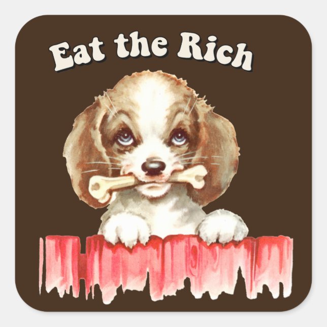 Sticker Carré Cute Retro Puppy - Mange Rich (Devant)