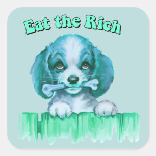 Sticker Carré Cute Retro Puppy - Mange Rich