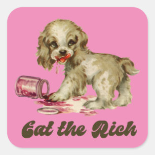 Sticker Carré Cute Retro Puppy - Mange Rich