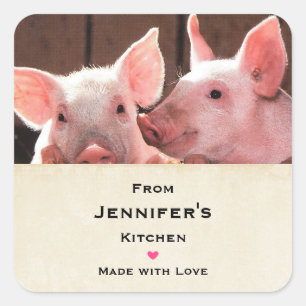 Sticker Carré Cute rose Piglets animal photo cuisine