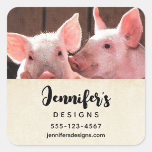 Sticker Carré Cute Rose Piglets Animal Photographie Entreprise