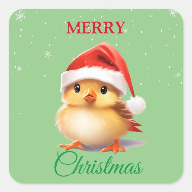 Sticker Carré Cute Safari animal oiseau Père Noël Costume de Noë (Devant)
