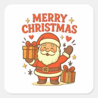 Sticker Carré  Cute Santa Claus Christmas Art –  Merry Christmas