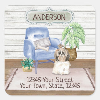 Sticker Carré Cute Shih Tsu Cosy Nouvelle Adresse Nouvelle Adres