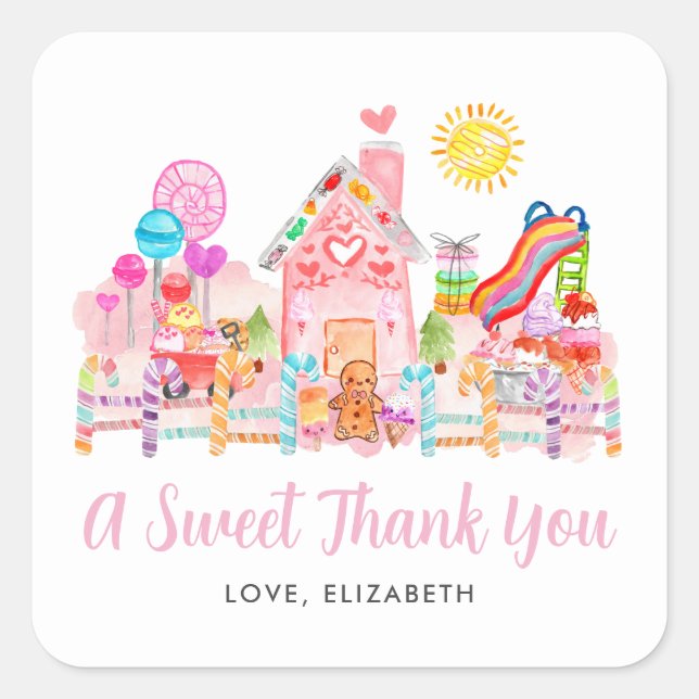 Sticker Carré Cute Sweet Celebration Candyland Anniversaire de e (Devant)
