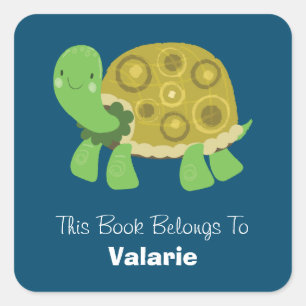 Sticker Carré Cute Turtle Boplate Nom personnalisé