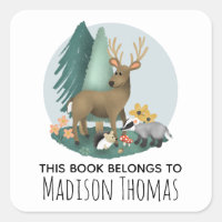 Cute Woodland Animals Baby and Kids Bookplate