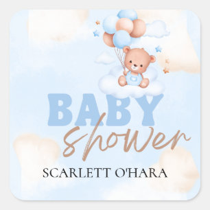 Sticker Carré Cute Woodland Animaux Rustic Greenery Baby