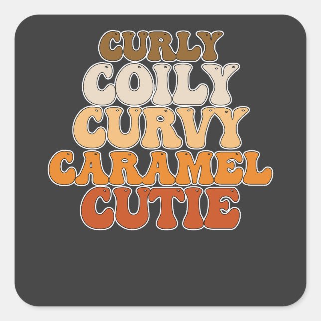 Sticker Carré Cutie Caramel Curly Curly (Devant)