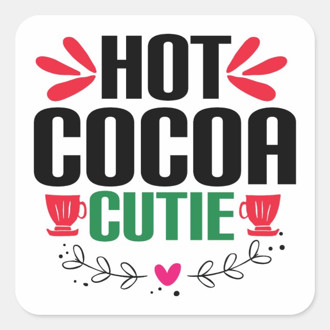 Sticker Carré Cutie de cacao chaud - Noël charmant (Devant)