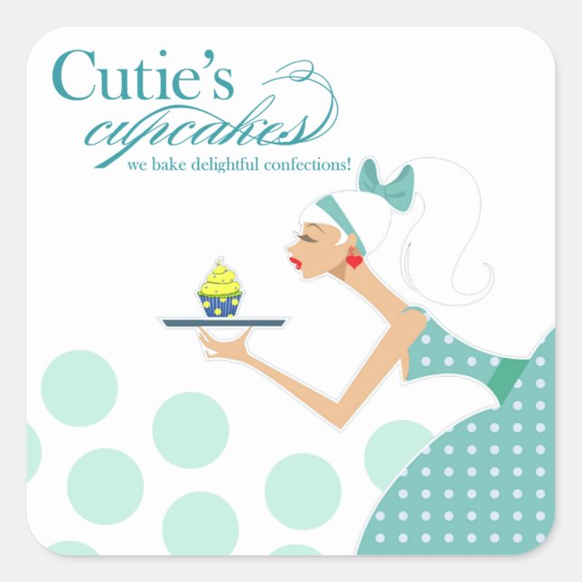 Sticker Carré Cutie's Cupcakes - Confections Desserts Pâtisserie (Devant)