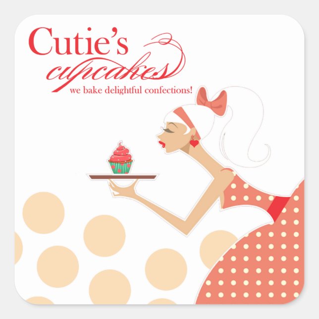 Sticker Carré Cutie's Cupcakes - Confections Desserts Pâtisserie (Devant)