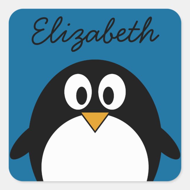 Sticker Carré cutoon penguin blue background (Devant)