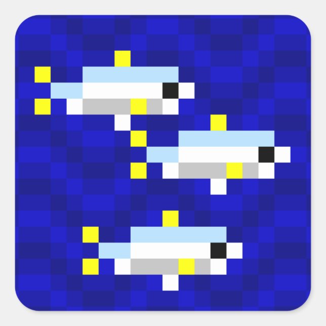 Sticker Carré Cuttle Scuttle école de sardines feuille d'autocol (Devant)