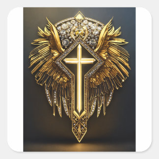 Sticker Carré CyberLion : Roulement géométrique futuriste