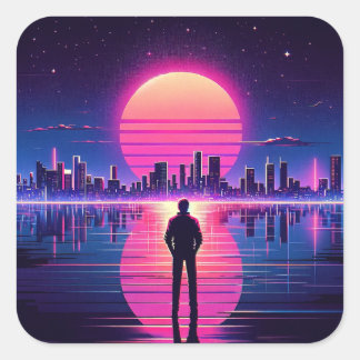 Sticker Carré Cyberpunk Man