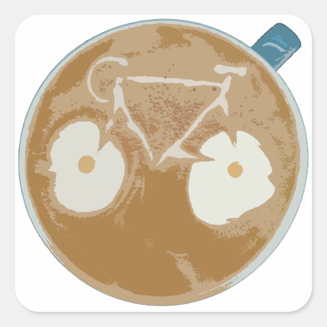 Sticker Carré Cyclisme Art Latte (Devant)