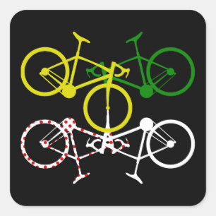 Sticker Carré Cyclisme Jaune Vert Blanc Polka-Dot Jerseys