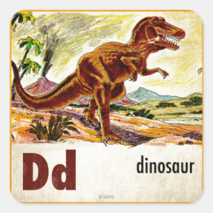 Sticker Carré D est pour Dinosaur