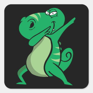 Sticker Carré Dabbing dinosaure