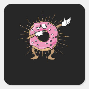 Sticker Carré Dabbing Donut Dancing Donut Donut