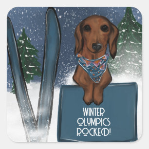 STICKER CARRÉ DACHSHUND 
