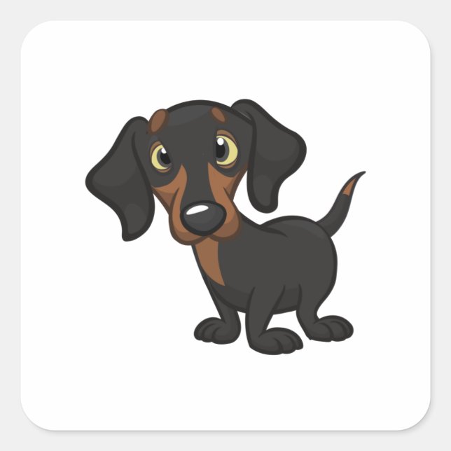 Sticker Carré Dachshund dessin animé chien mignon (Devant)