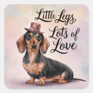 Sticker Carré Dachshund Petits Jambes Beaucoup d'amour