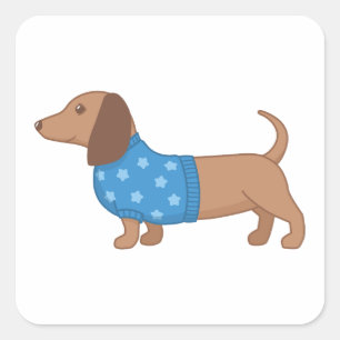 Sticker Carré Dachshund Wiener Dog Blue Star Sweat