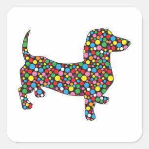Sticker Carré Dachshunds Pointe Polka