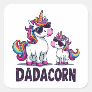 Sticker Carré Dadacorn - Le Père de la licorne magique