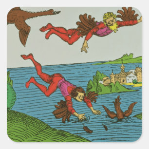 Sticker Carré Daedalus et Icarus, XVe siècle
