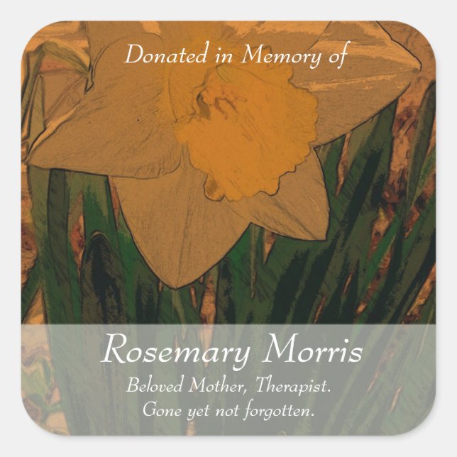 Sticker Carré Daffodil peinture ~ Doné en mémoire de (Devant)