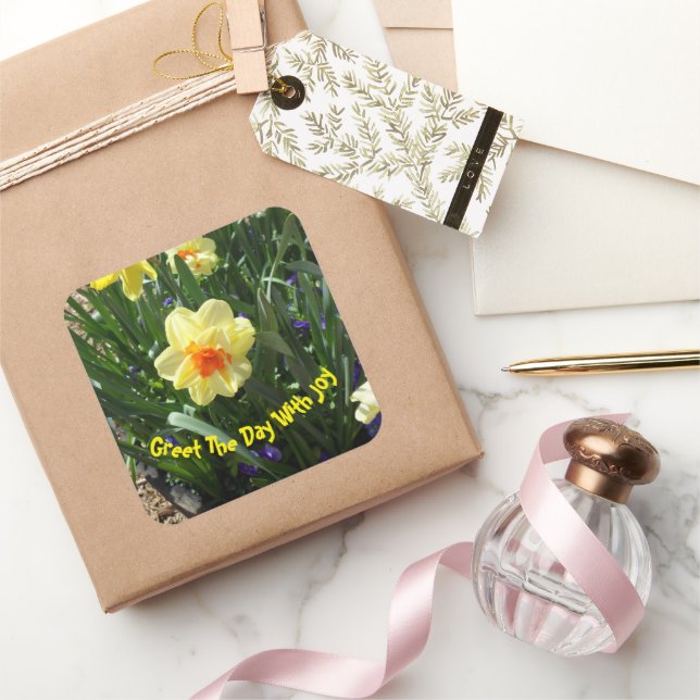 Sticker Carré Daffodique jaune (Cadeaux)