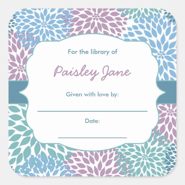 Sticker Carré Dahlia Blooms livre baby showers plaques (Devant)