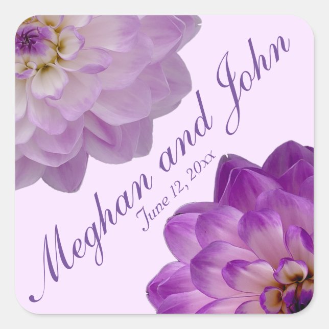 Sticker Carré Dahlia Purple Lavender Lilac Mariage Floral (Devant)