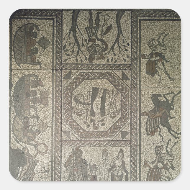 Sticker Carré Dallage en mosaïque de la villa romaine à Low (Devant)