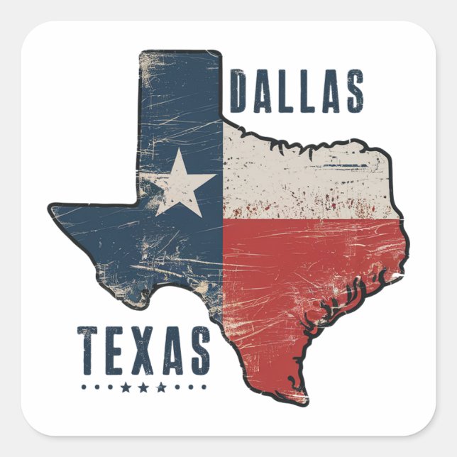 Sticker Carré Dallas Texas State Map Indicateur (Devant)