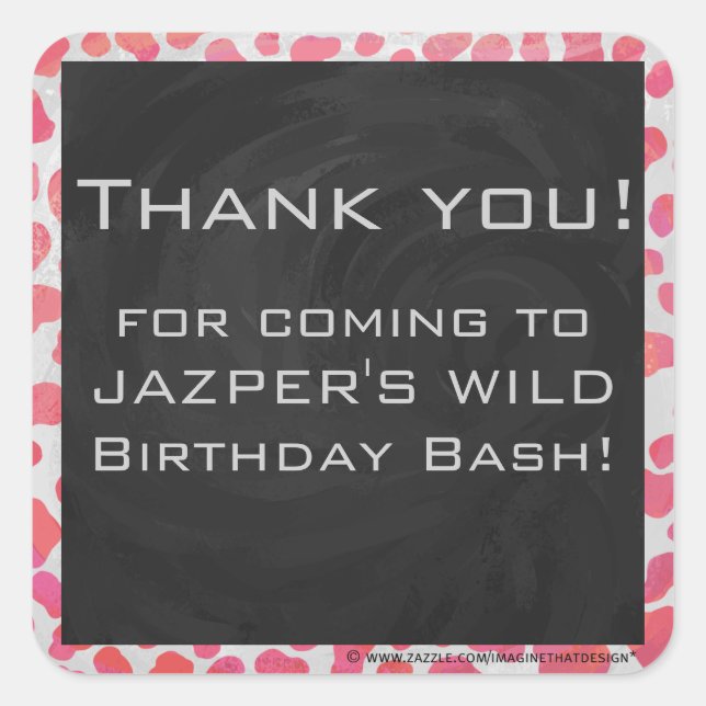 Sticker Carré Dalmatie rose et blanc avec monogramme (Devant)