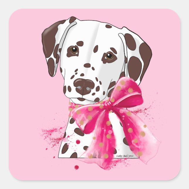 Sticker Carré Dalmatien et arc tacheté (Devant)