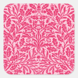 Sticker Carré Damas Floral Art Nouveau, rose Fuchsia